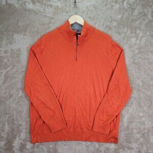 Banana Republic Pima Cotton Cashmere Sweater Orange 1/4 Zip Long Sleeve Mens XL
